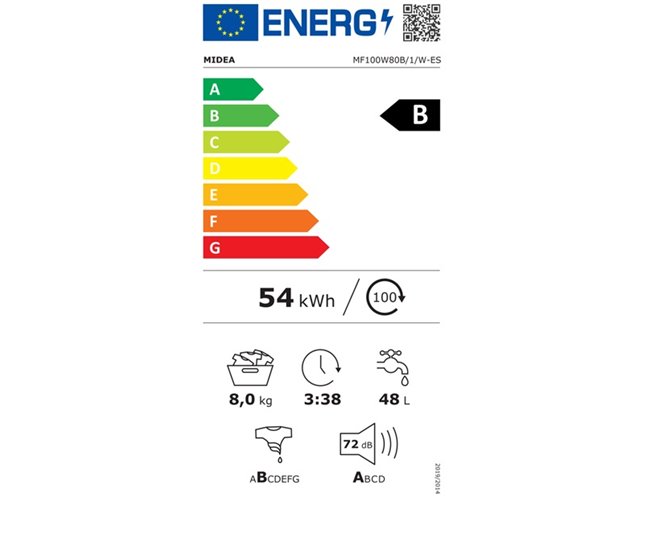 Conforama Lavadora carga frontal MIDEA MF100W80B/1/W-ES 8kg 1200 RPM Últimos 2 días