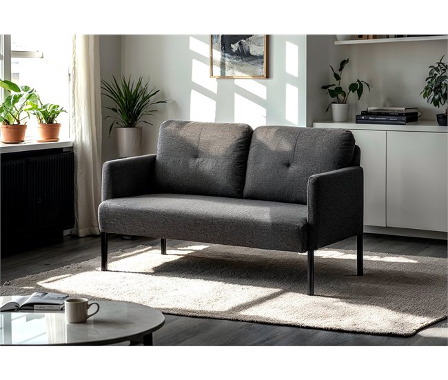 Conforama Sofá 2 plazas color gris oscuro POP Ofertas especiales