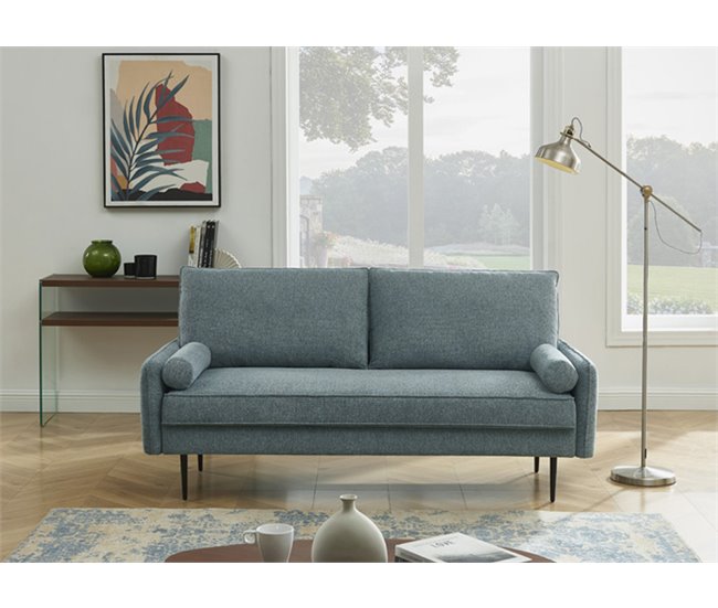 Conforama Sofá ZEKE de 2 plazas color azul Grandes ahorros