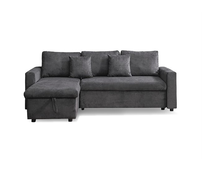 Conforama Chaise longue DRAKO reversible gris oscuro