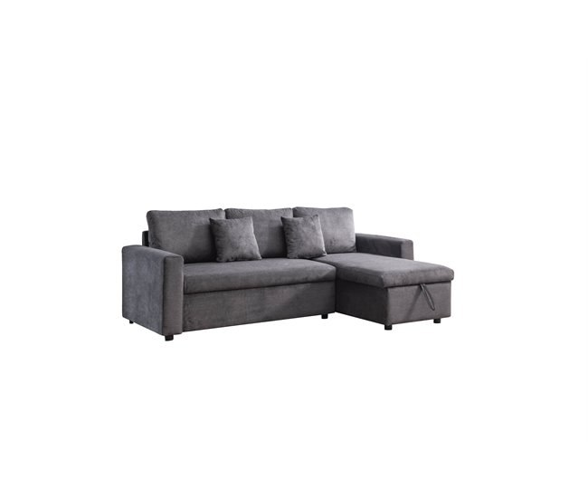 Conforama Chaise longue DRAKO reversible gris oscuro Precio ultrabajo
