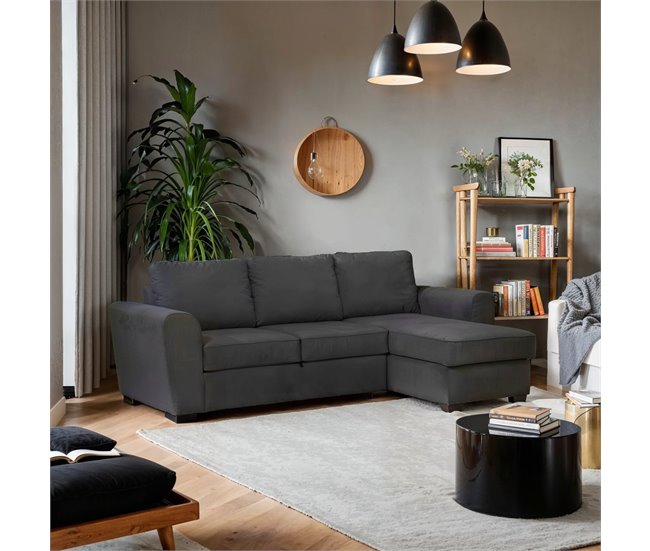 Conforama Chaise longue reversible con cama ASTON color antracita Outlet
