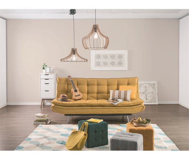 Conforama Sofá cama de tela WILLEM amarillo Rebajas de fábrica