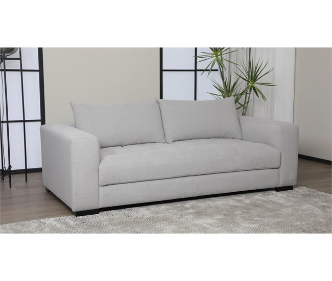 Conforama Sofá LAKE 3 plazas fijo gris claro Descuento