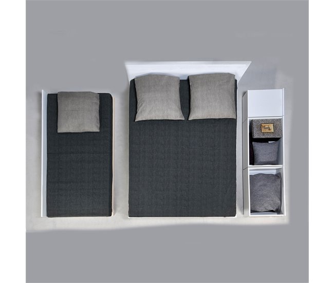 Conforama Cama nido ALPHA 140x190cm 2 cajones 1 mesita y cama blanco Tienda de fábrica