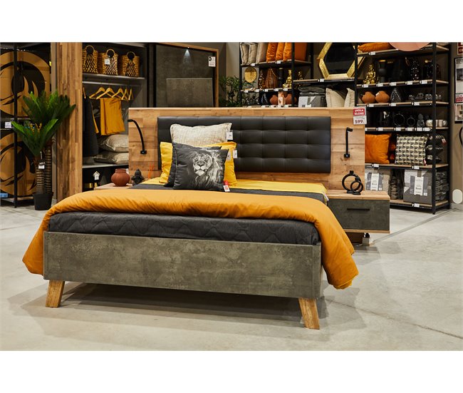 Conforama Conjunto cama 150x190cm con cabecero y mesitas de noche RICCIANO Rebajas de fin de temporada