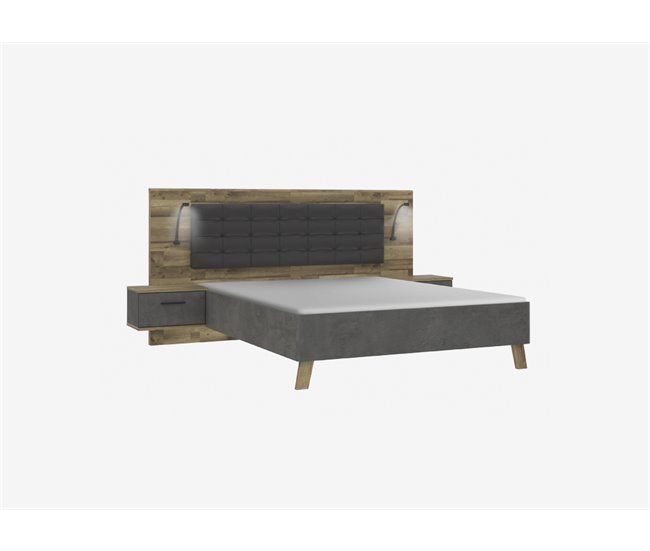 Conforama Conjunto cama 150x190cm con cabecero y mesitas de noche RICCIANO Rebajas de fin de temporada