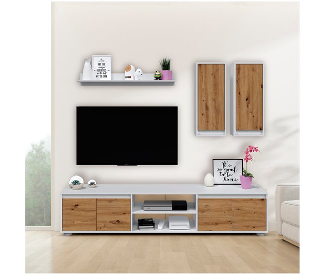 Conforama Compacto de TV YUMA blanco roble 200cm En línea