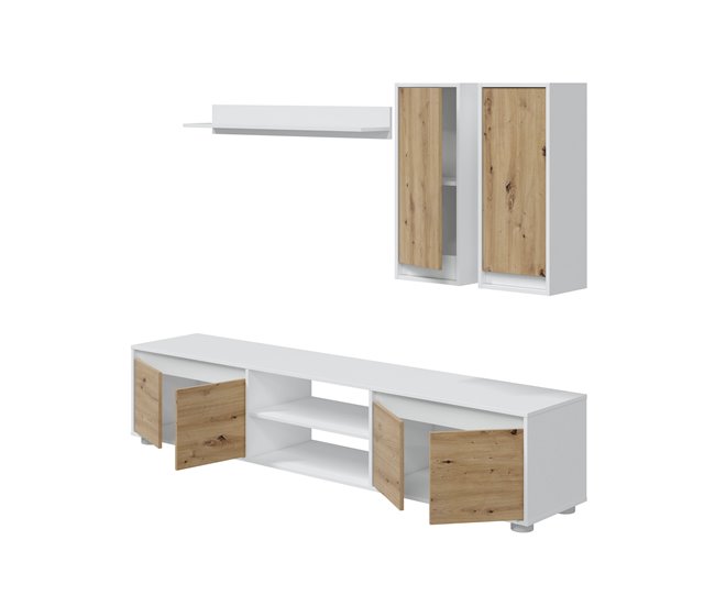 Conforama Compacto de TV YUMA blanco roble 200cm En línea