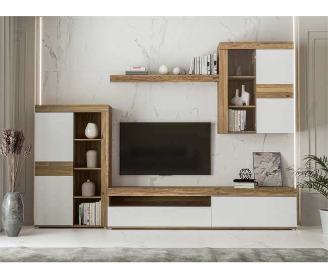 Conforama Compacto tv 279 9cm roble y blanco MELIDES Ofertas