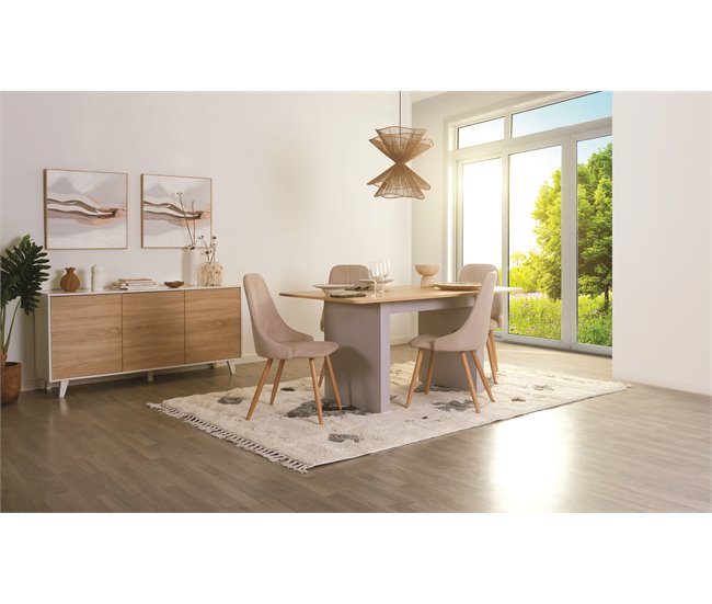 Conforama Mesa de comedor fija color roble SELENA En oferta