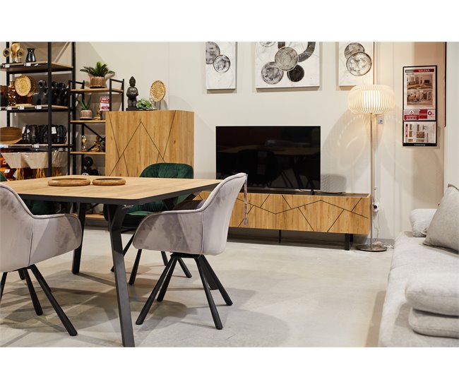 Conforama Mesa de comedor MILENA cuadrada 136cm roble negro Tienda