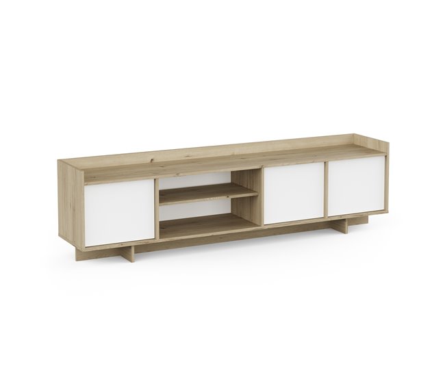Conforama Mueble tv 180cm 3 puertas roble y blanco CLAP Envío gratis