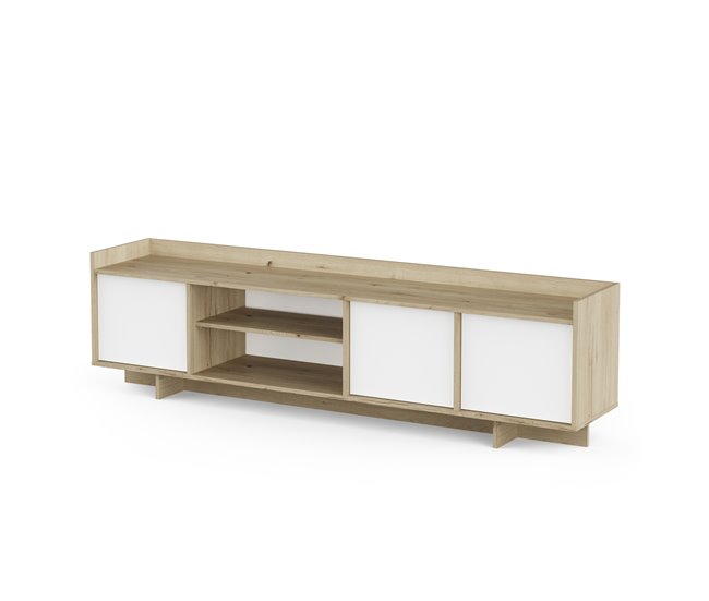 Conforama Mueble tv 180cm 3 puertas roble y blanco CLAP Envío gratis