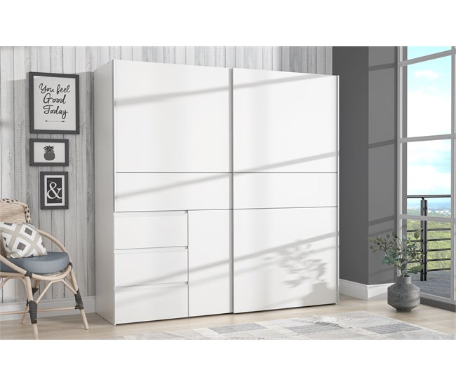 Conforama Armario NEVADA PLUS puertas correderas y 3 cajones 200x200cm ÚLTIMAS EDICIONES