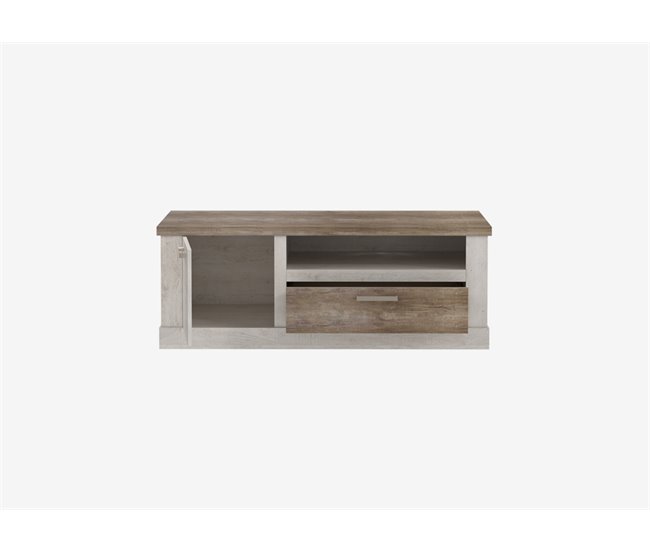 Conforama Mueble TV 1 puerta y 1 cajón VERONA blanco y madera Precio de fábrica