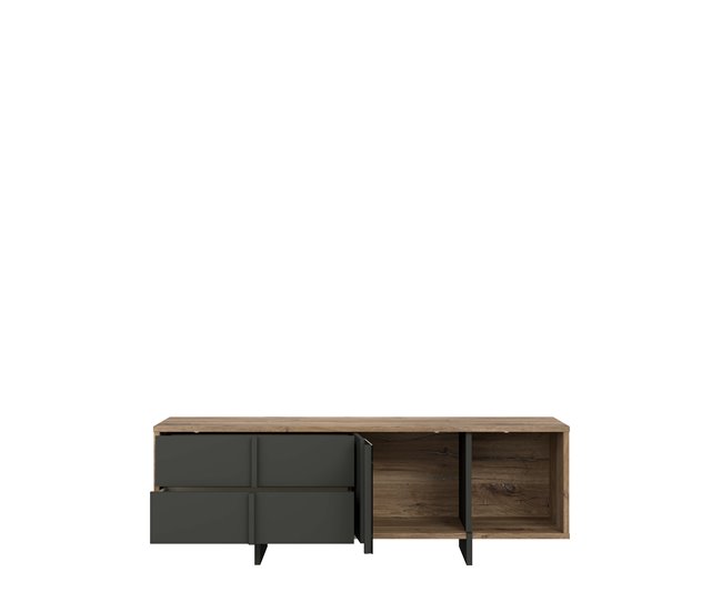 Conforama Mueble TV JOKKAZ color roble y negro Promoción por tiempo limitado
