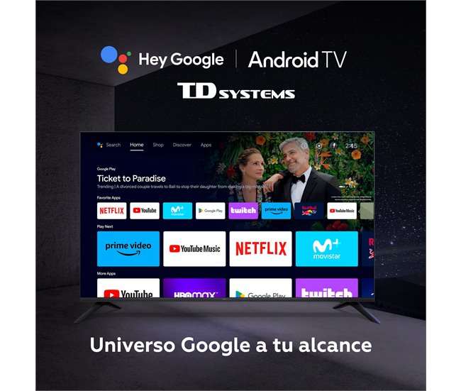 Conforama Smart TV 50 pulgadas 4K Hey Google Official Assistant con control por voz. Televisor Android 11 - TD Systems PRIME50C20GLE En línea