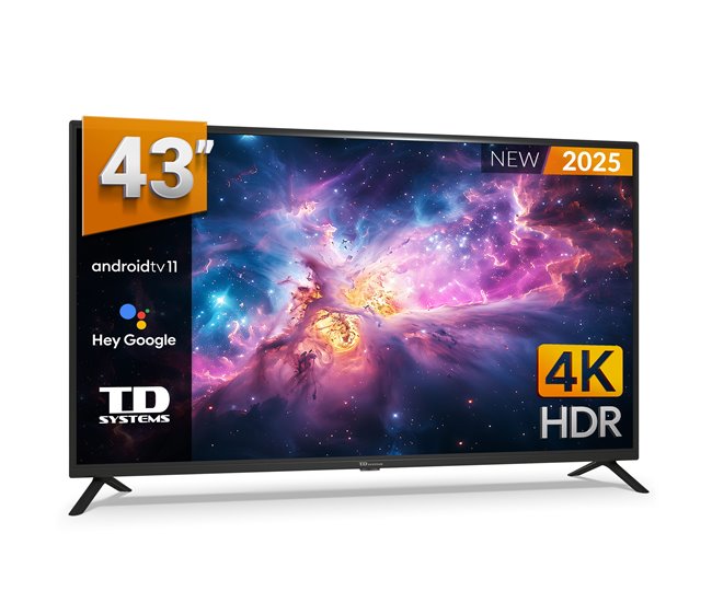 Conforama Smart TV 43 pulgadas 4K Hey Google Official Assistant con control por voz. Televisor Android 11 - TD Systems PRIME43C20GLE