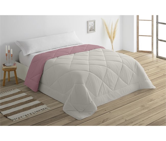 Conforama Edredón BICOLOR cama 90cm color berenjena y hueso Promoción trimestral