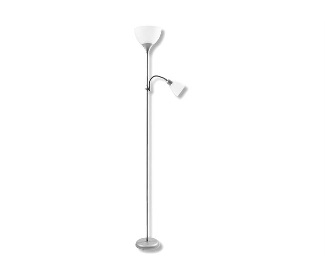 Conforama Lámpara de pie BIRO con dos cúpulas en blanco 179cm