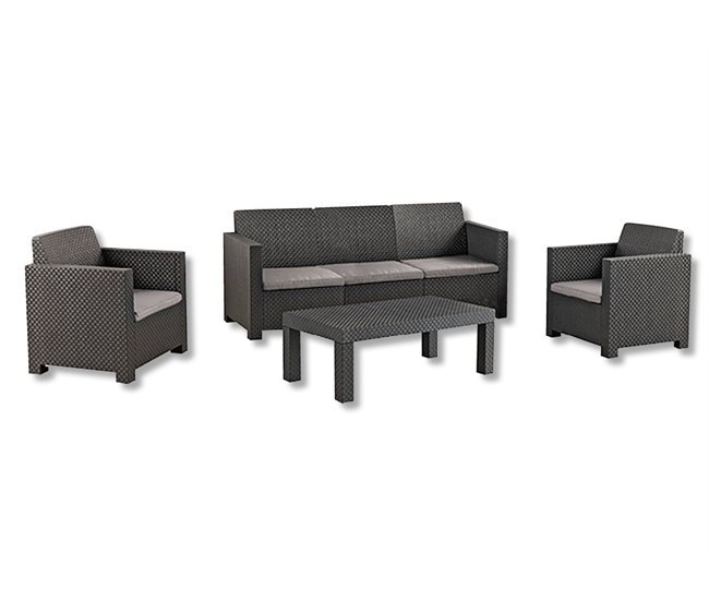 Conforama Set jardín MAHINA con sofá 3 plazas 2 sillones y mesa de centro