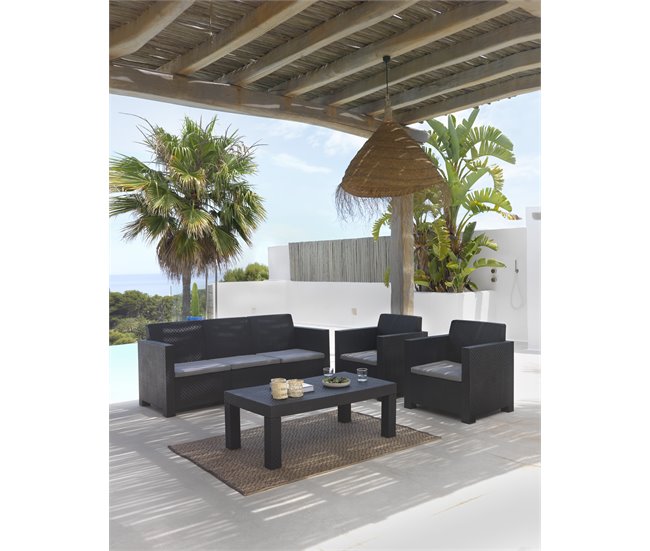 Conforama Set jardín MAHINA con sofá 3 plazas 2 sillones y mesa de centro Descuento