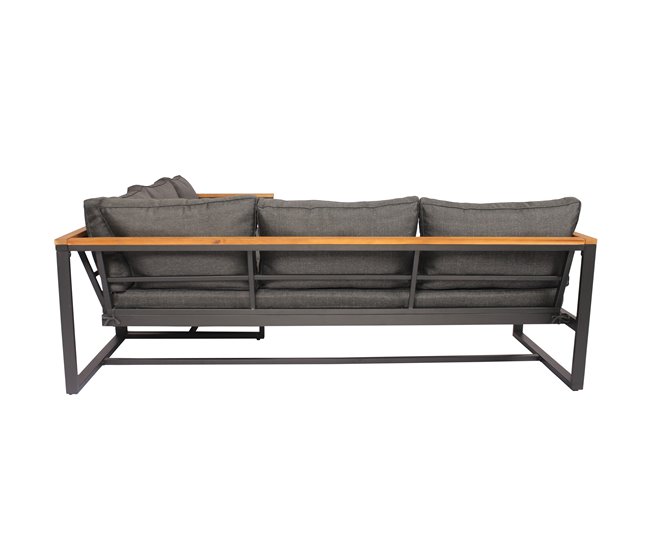 Conforama Set de jardín BRISA con 2 sofás y 1 mesa color gris y roble Tienda