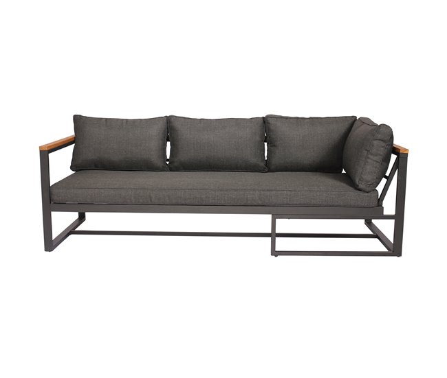 Conforama Set de jardín BRISA con 2 sofás y 1 mesa color gris y roble Tienda