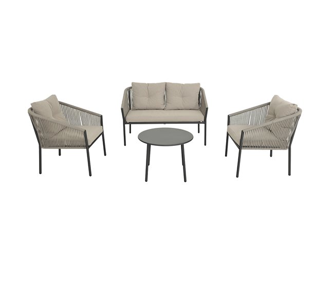 Conforama Set jardin con sofá 2 plazas 2 sillones y mesa de centro MIKA