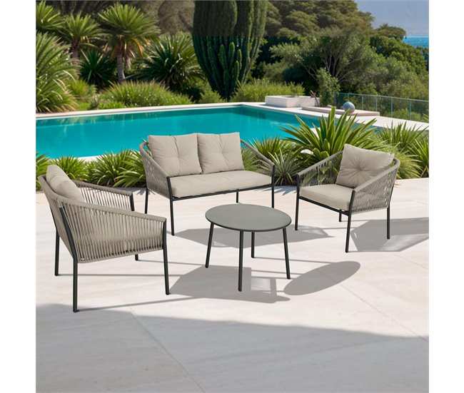 Conforama Set jardin con sofá 2 plazas 2 sillones y mesa de centro MIKA Solo hoy