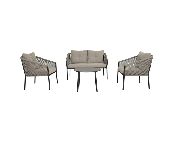 Conforama Set jardin con sofá 2 plazas 2 sillones y mesa de centro MIKA Solo hoy