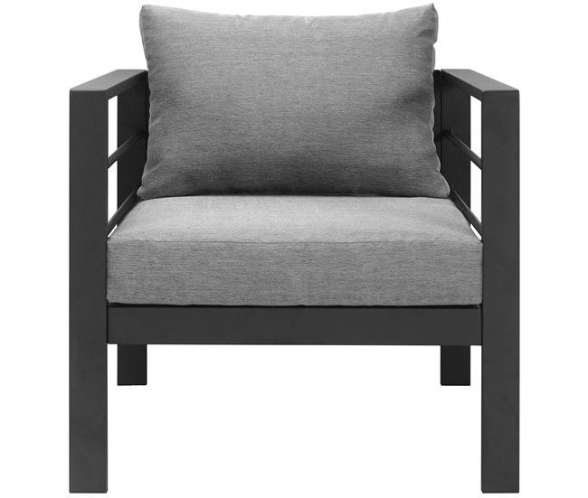 Conforama Set de jardín LANDA con 3 sofás y 1 mesa color gris y negro Promoción trimestral
