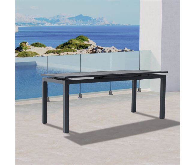 Conforama Mesa extensible de jardín ORION gris oscuro Superdescuento