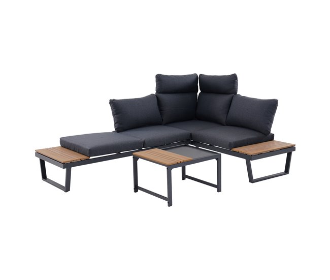 Conforama Set de jardín con rinconera y mesa centro CORNER color antracita Liquidación
