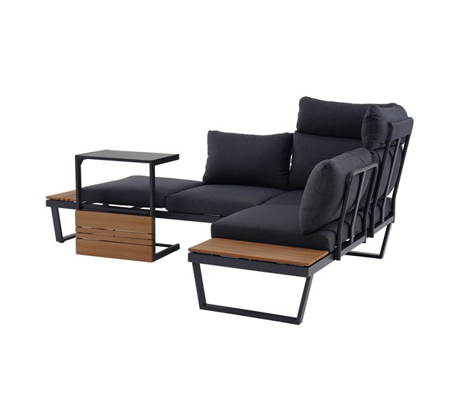 Conforama Set de jardín con rinconera y mesa centro CORNER color antracita Liquidación
