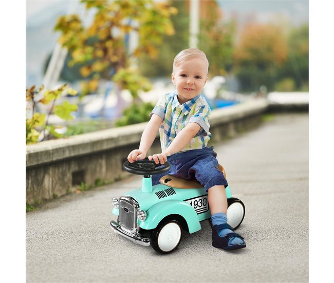 Conforama AIYAPLAY Correpasillos para Bebés de 12 a 36 Meses Coche sin Pedales con Bocina Compartimento de Almacenaje y Volante para Interior y Exterior 58x27x35 cm Verde Mint Descuento por venta flash