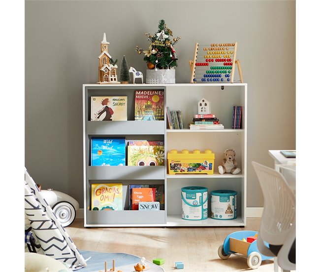 Conforama Estantería Infantil para guardar Armario Auxiliar para Niño con Puertas Correderas Organizador de Juguetes KMB33-W SoBuy Ofertas especiales