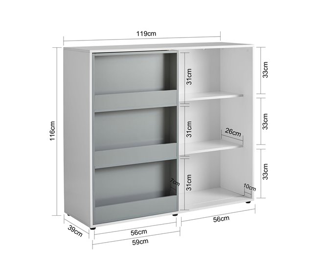 Conforama Estantería Infantil para guardar Armario Auxiliar para Niño con Puertas Correderas Organizador de Juguetes KMB33-W SoBuy Ofertas especiales
