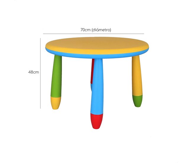 Conforama Mesita infantil redonda amarilla en plástico Ø70 x H.48cm Precio ultrabajo