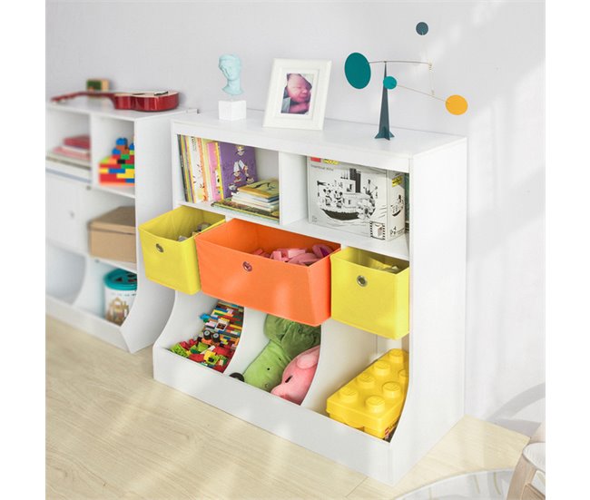 Conforama Organizador de Juguetes y Libros para Niños Estantería estándar Infantil 92 x 40 x 93 cm KMB26-W SoBuy Outlet online