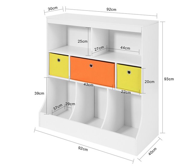 Conforama Organizador de Juguetes y Libros para Niños Estantería estándar Infantil 92 x 40 x 93 cm KMB26-W SoBuy Outlet online
