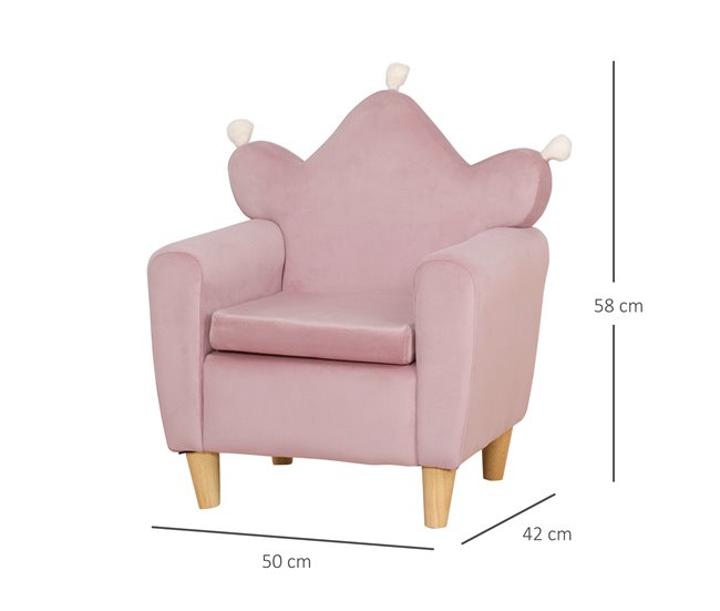 Conforama HOMCOM Sillón Infantil Mini Sofá para Niños de +3 Años con Asiento Acolchado Reposabrazos y Estructura de Madera Carga Máx. de 45 kg 50x42x58 cm Rosa Tienda