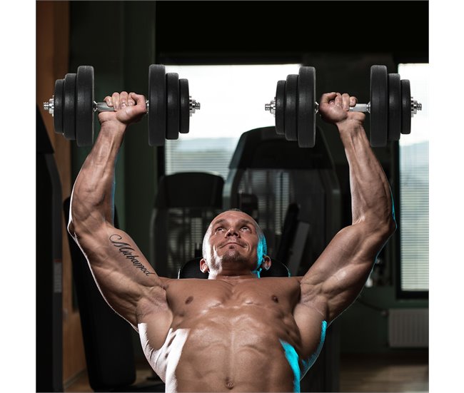 Conforama HOMCOM Juego de Mancuernas Pesas de Fitness 4x5 kg 4x2 5 kg 4x1 5 kg Total 40 kg Ajustable Profesionales Gimnasio Doméstico y Musculación con 2 Barras Ø25x450 mm Acero y Discos Oferta especial de fábrica