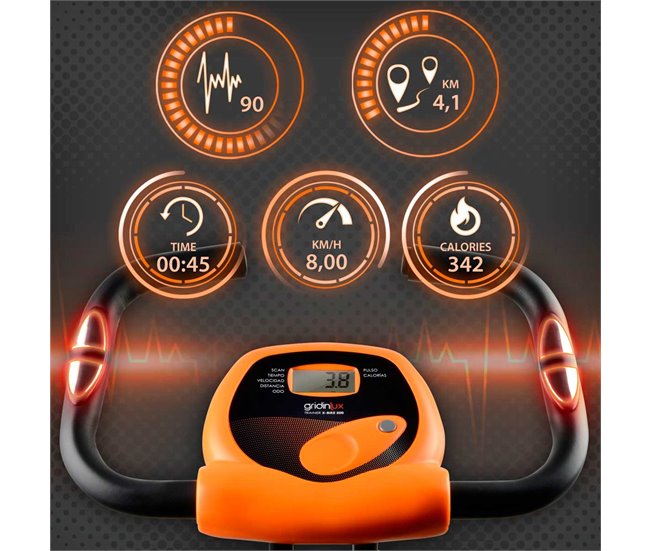 Conforama Bicicleta estática TRAINER X-BIKE 500 Magnética Plegable Pantalla LCD 8 Niveles GRIDINLUX Ahorra y exporta