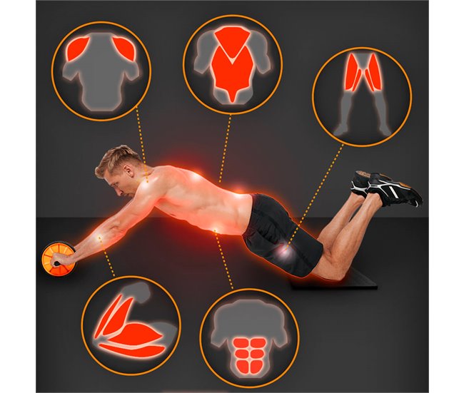 Conforama Set Rodillo abdominales y alfombrilla 2 Niveles Ergonómico Fitness Gridinlux Oferta exclusiva