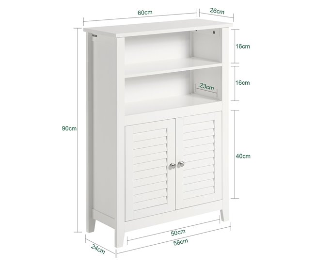 Conforama Mueble Auxiliar para baño Armario de baño Organizador con 2 estantes y 2 Puertas BZR13-W SoBuy Precio ultrabajo