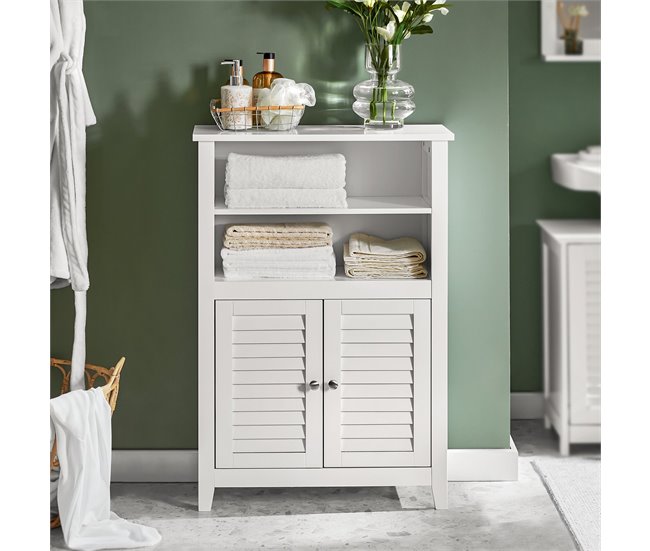 Conforama Mueble Auxiliar para baño Armario de baño Organizador con 2 estantes y 2 Puertas BZR13-W SoBuy Precio ultrabajo