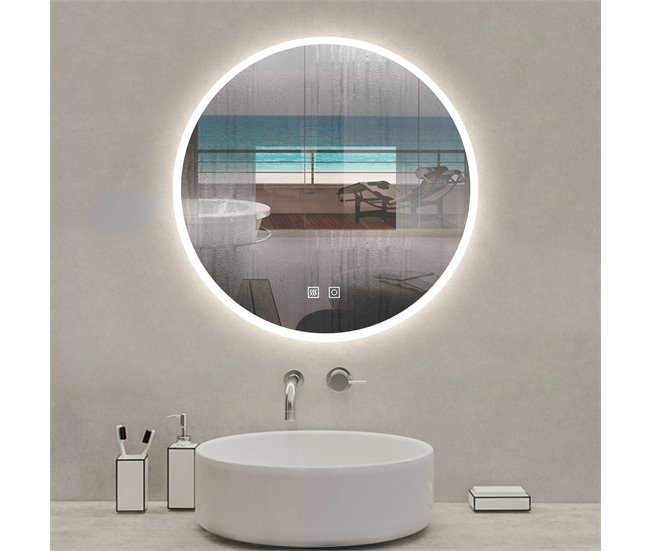 Conforama Espejo redondo de baño LED 60cm + antivaho + brillo ajustable 2025