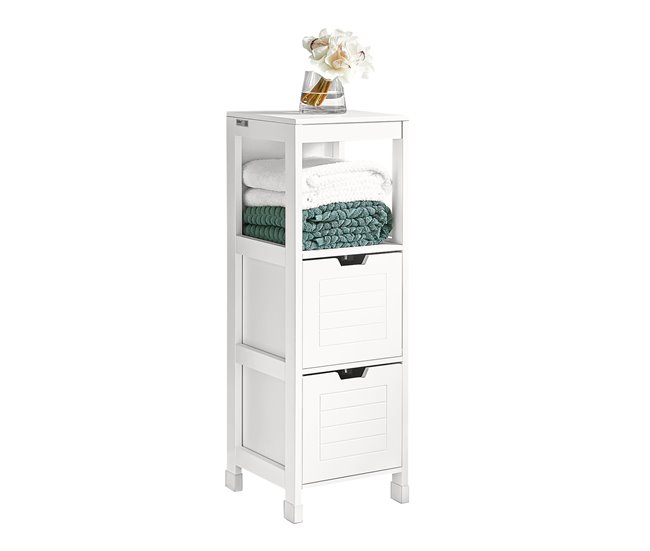 Conforama Mueble Columna de Baño Armario para Baño - 1 Estante y 2 Cajones FRG127-W SoBuy ES